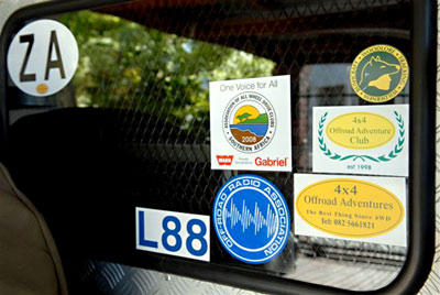 Roger French's sticker on the back of his 4x4