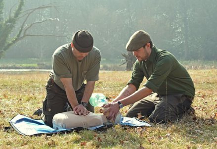 Tom and Brian practising resuscitation