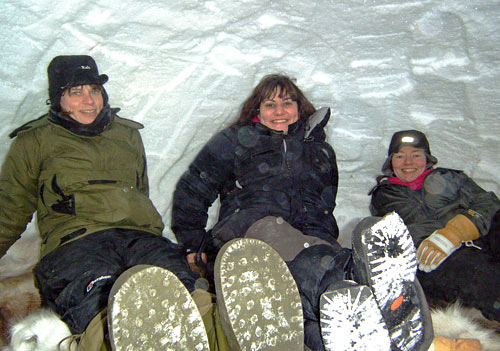 Thalia and friends settle down for the night in their own Quinze