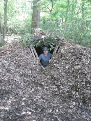 A leaf litter shelter built on the Fundamental Bushcraft course