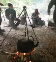 Relaxing and enjoying a brew on the Fundamental Bushcraft course