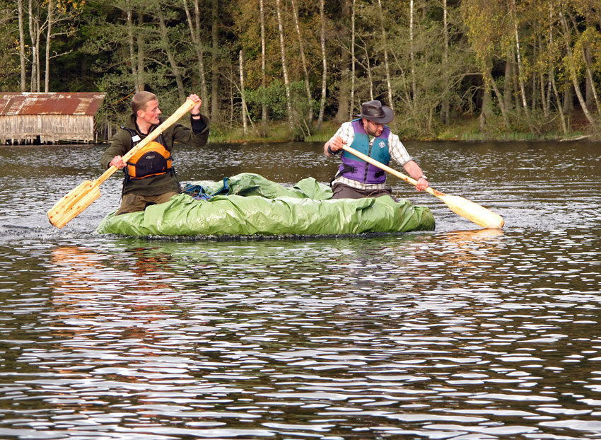 Senior Assistant Rob Bashford joins a student in paddling the loch, on Woodlore's Journeyman course in Scotland
