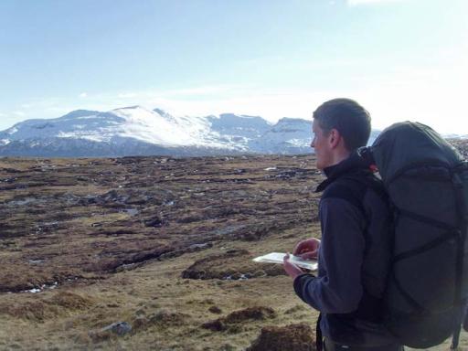 Rob Bashford navigating in the hills of Scotland
