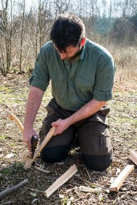 David Southey carving during Woodlore's staff training