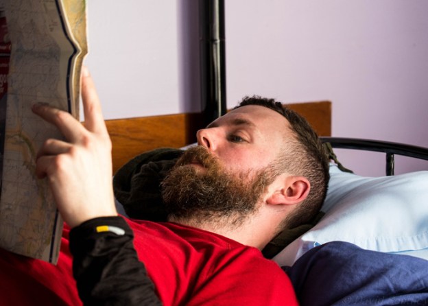 Steve planning our route for the following day